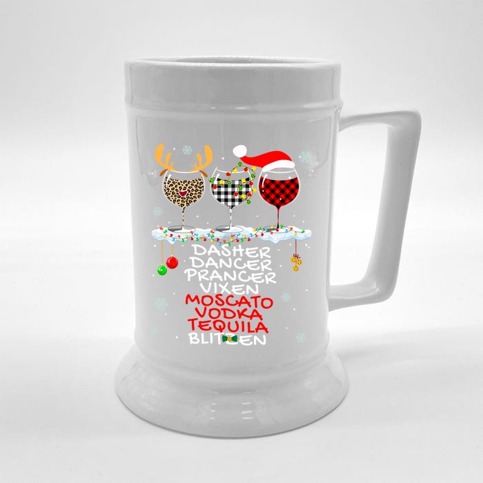 Dasher Dancer Prancer Vixen Moscato Vodka Tequila Blitzen Cool Gift Front & Back Beer Stein