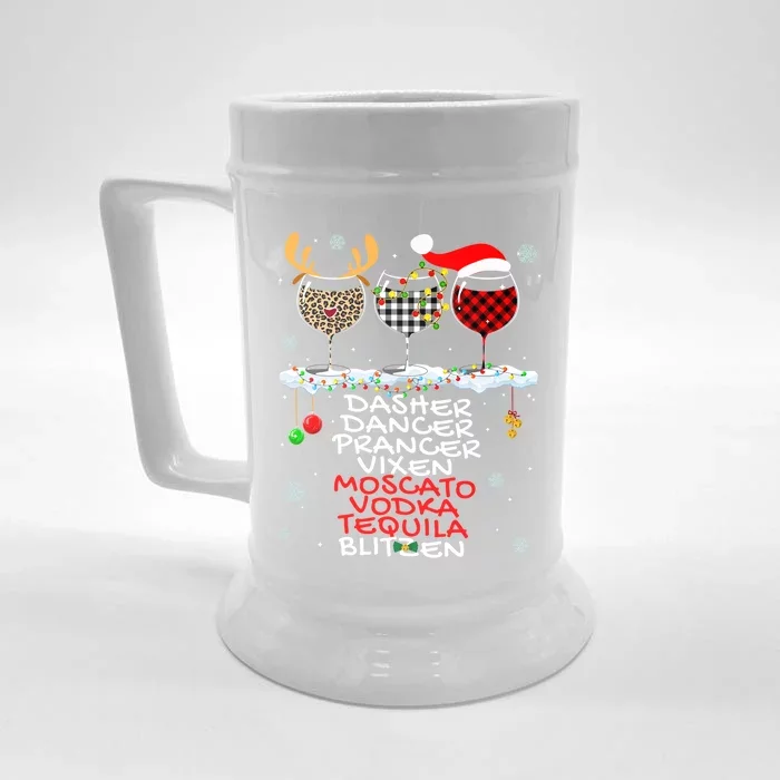 Dasher Dancer Prancer Vixen Moscato Vodka Tequila Blitzen Cool Gift Front & Back Beer Stein