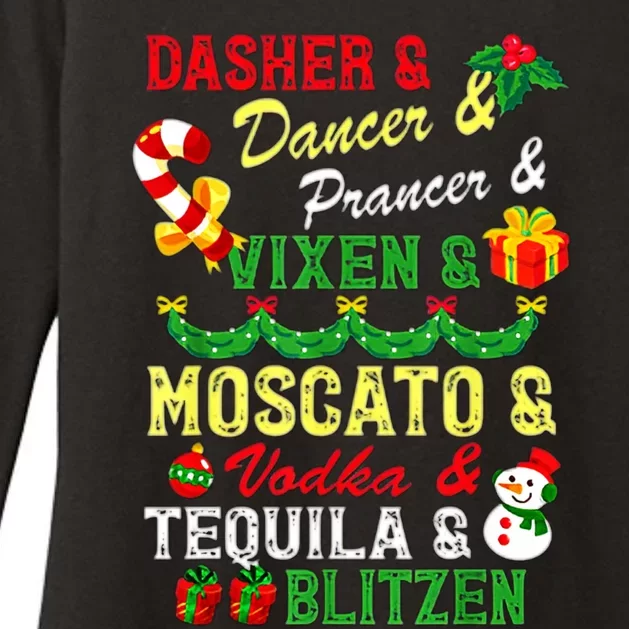 Dasher Dancer Prancer Vixen Moscato Vodka Tequila Blitzen Gift Womens CVC Long Sleeve Shirt