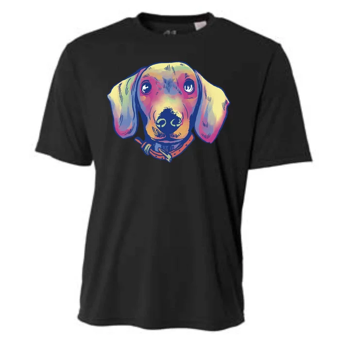 Dachshund Dog Portrait Cooling Performance Crew T-Shirt