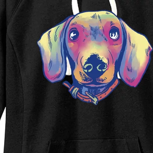 Dachshund Dog Portrait Women's Fleece Hoodie