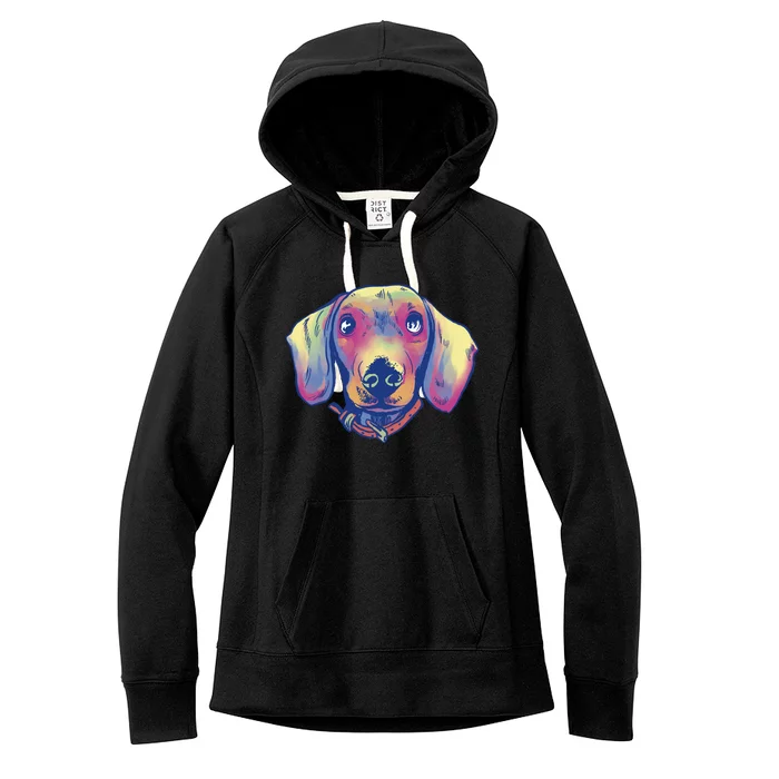 Dachshund Dog Portrait Women's Fleece Hoodie