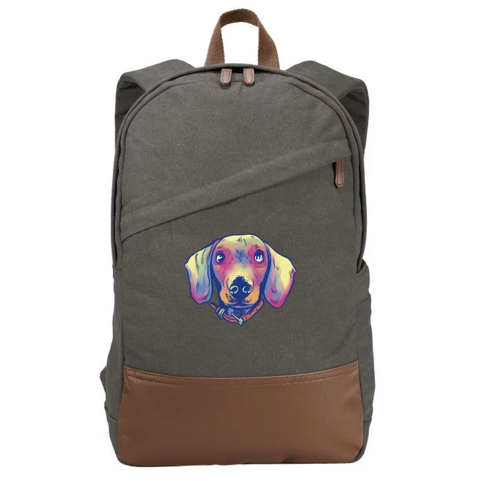 Dachshund Dog Portrait Cotton Canvas Backpack