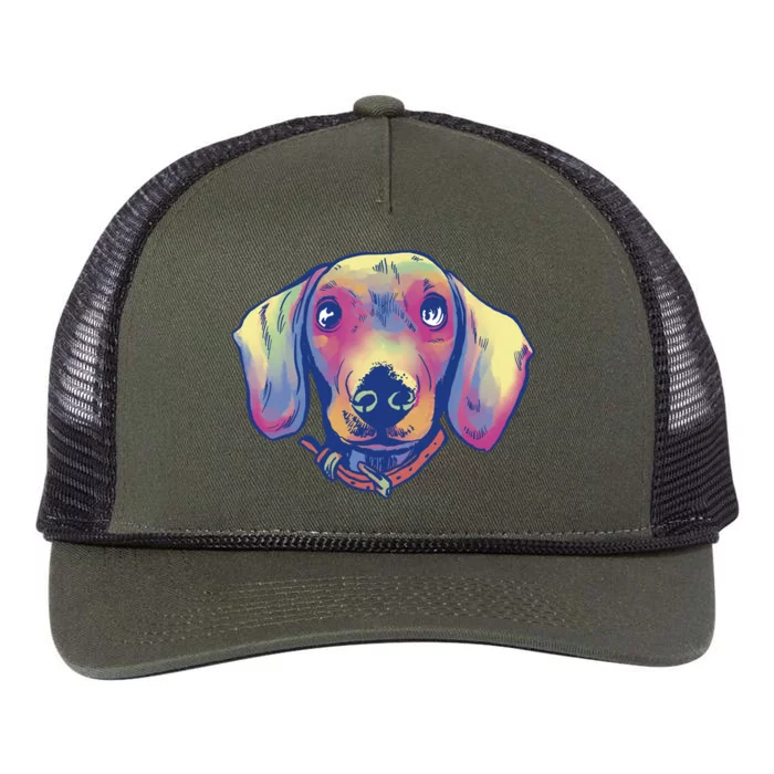 Dachshund Dog Portrait Retro Rope Trucker Hat Cap