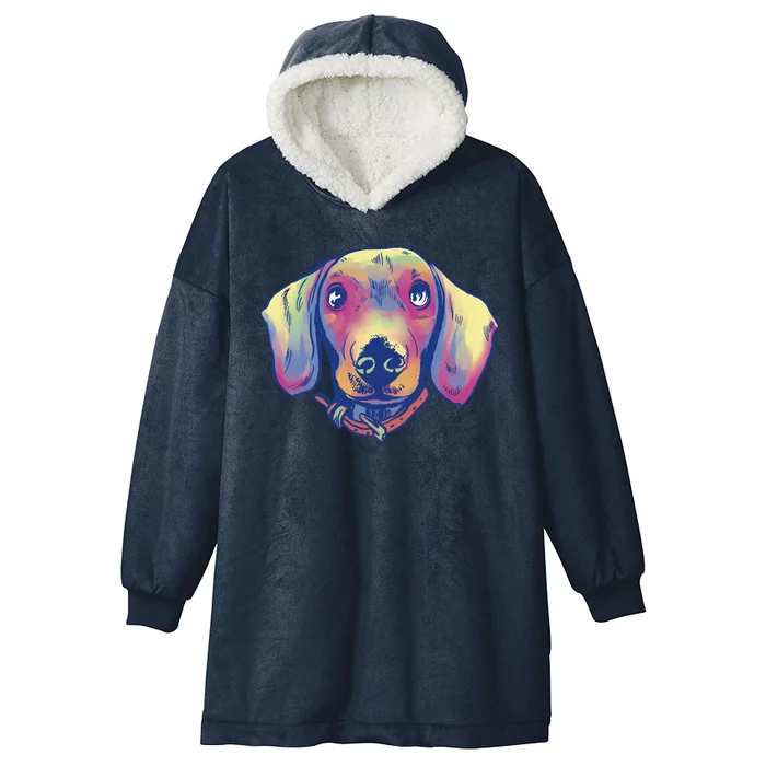 Dachshund Dog Portrait Hooded Wearable Blanket