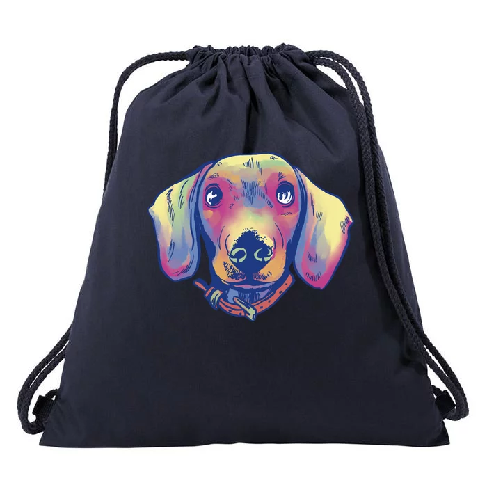 Dachshund Dog Portrait Drawstring Bag