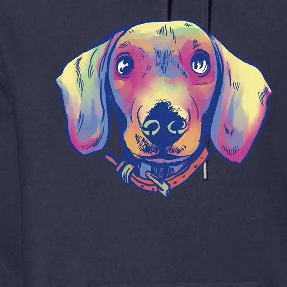 Dachshund Dog Portrait Premium Hoodie