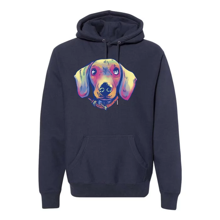 Dachshund Dog Portrait Premium Hoodie