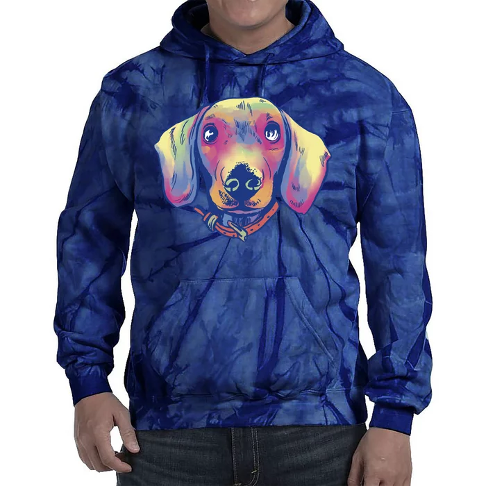 Dachshund Dog Portrait Tie Dye Hoodie