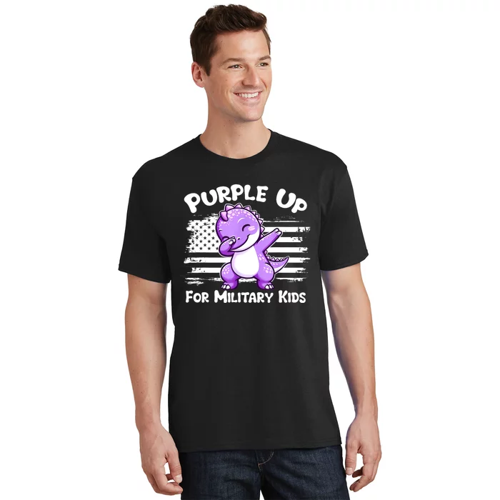 Dabbing Dinosaur Purple Up For Military Military Child T-Shirt