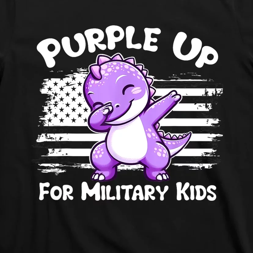 Dabbing Dinosaur Purple Up For Military Military Child T-Shirt