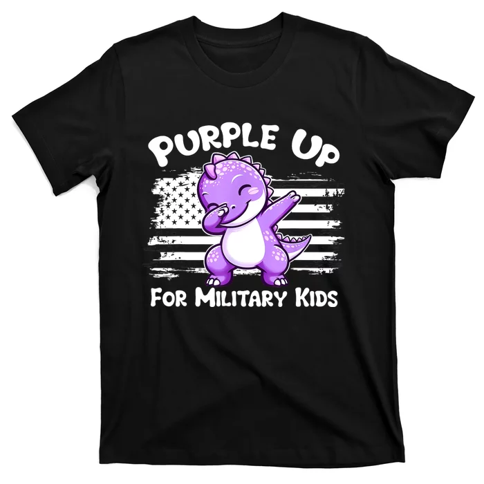 Dabbing Dinosaur Purple Up For Military Military Child T-Shirt