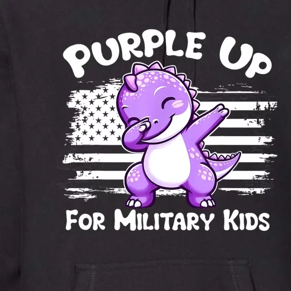 Dabbing Dinosaur Purple Up For Military Military Child Premium Hoodie