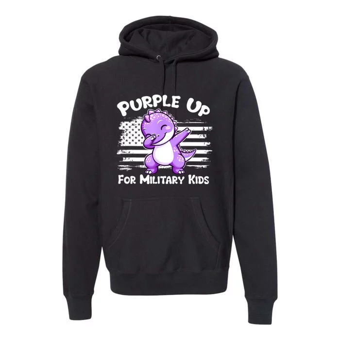 Dabbing Dinosaur Purple Up For Military Military Child Premium Hoodie