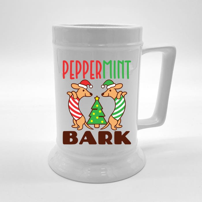 Dachshund Doxie Peppermint Bark Cute Christmas Xmas Gift Front & Back Beer Stein