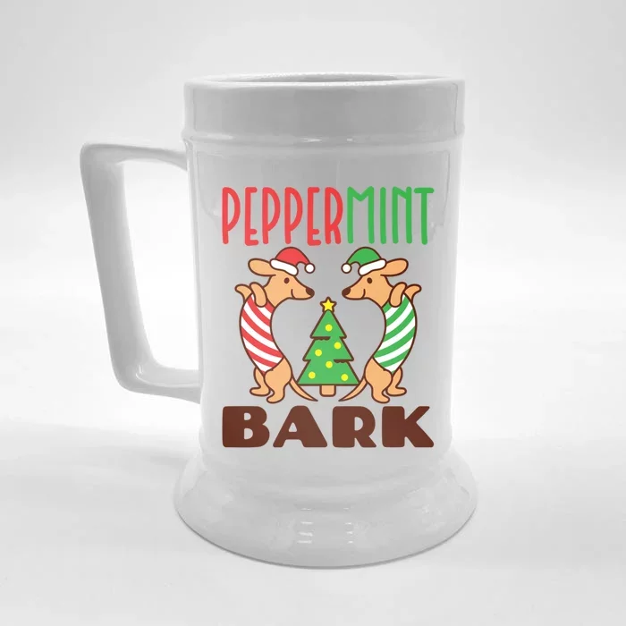 Dachshund Doxie Peppermint Bark Cute Christmas Xmas Gift Front & Back Beer Stein