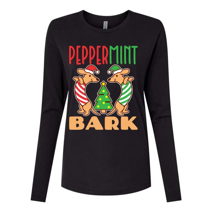 Dachshund Doxie Peppermint Bark Cute Christmas Xmas Gift Womens Cotton Relaxed Long Sleeve T-Shirt