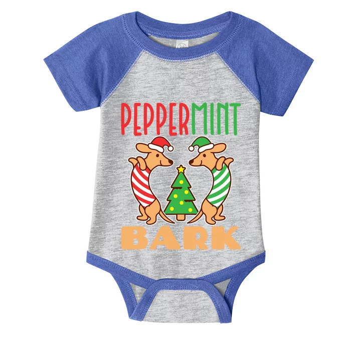 Dachshund Doxie Peppermint Bark Cute Christmas Xmas Gift Infant Baby Jersey Bodysuit