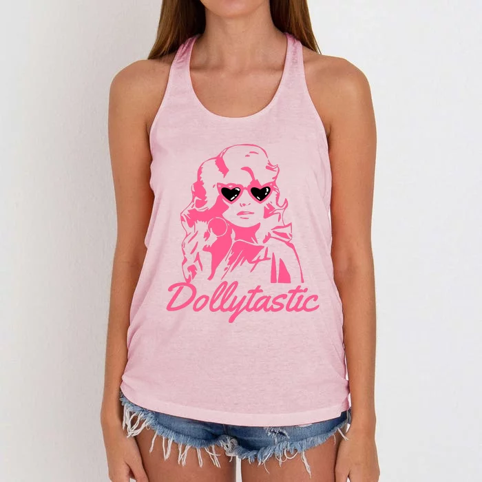 Dollytastic Dolly Pink Parton Country Music Fans Dolly Fan Women's Knotted Racerback Tank