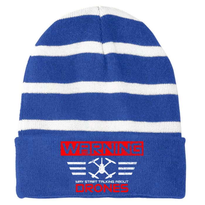 Drones Drone Pilot Great Gift Striped Beanie with Solid Band