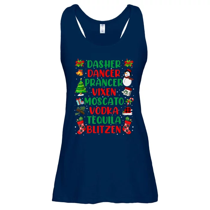 Dasher Dancer Prancer Vixen Moscato Vodka Tequila Blitzen Ladies Essential Flowy Tank