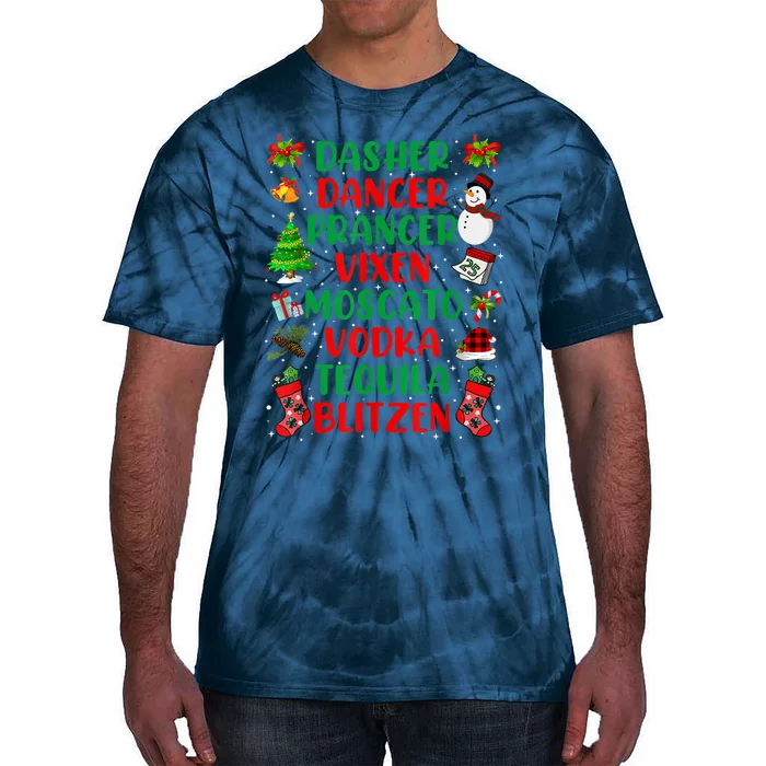 Dasher Dancer Prancer Vixen Moscato Vodka Tequila Blitzen Tie-Dye T-Shirt