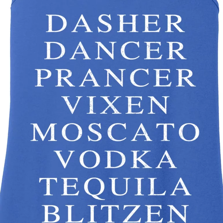 Dasher Dancer Prancer Vixen Moscato Vodka Tequila Blitzen Gift Ladies Essential Tank