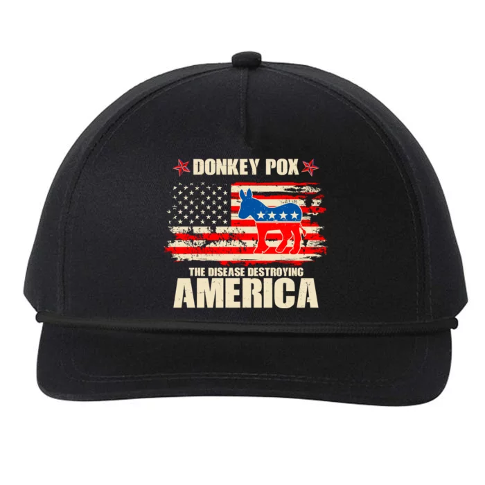 Distressed Donkey Pox The Disease Destroying America Snapback Five-Panel Rope Hat