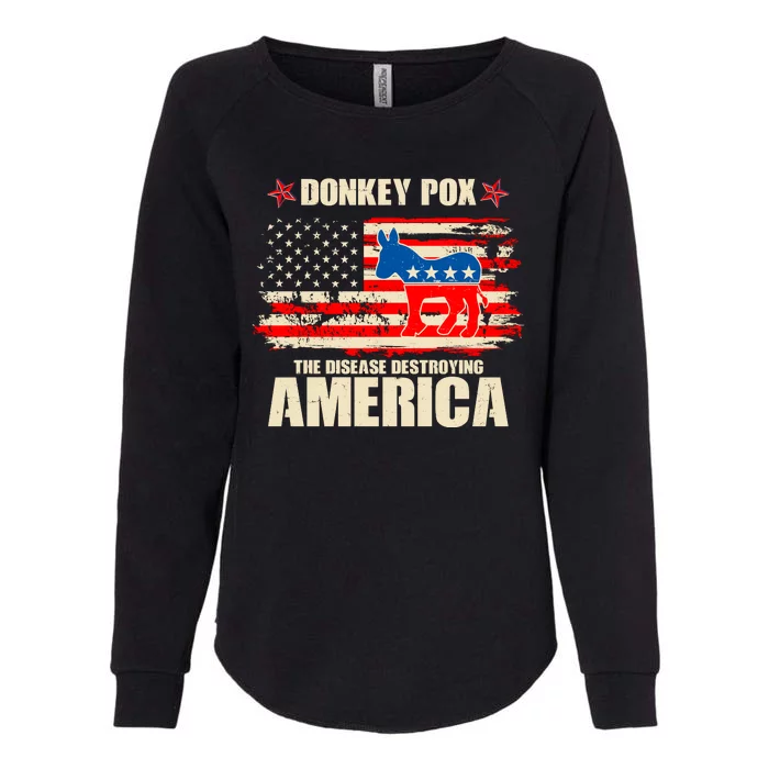 Distressed Donkey Pox The Disease Destroying America Womens California Wash Sweatshirt