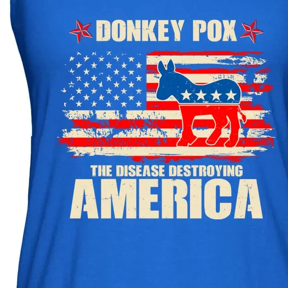 Distressed Donkey Pox The Disease Destroying America Ladies Essential Flowy Tank