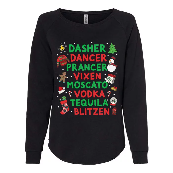 Dasher Dancer Prancer Vixen Moscato Vodka Tequila Blitzen Womens California Wash Sweatshirt