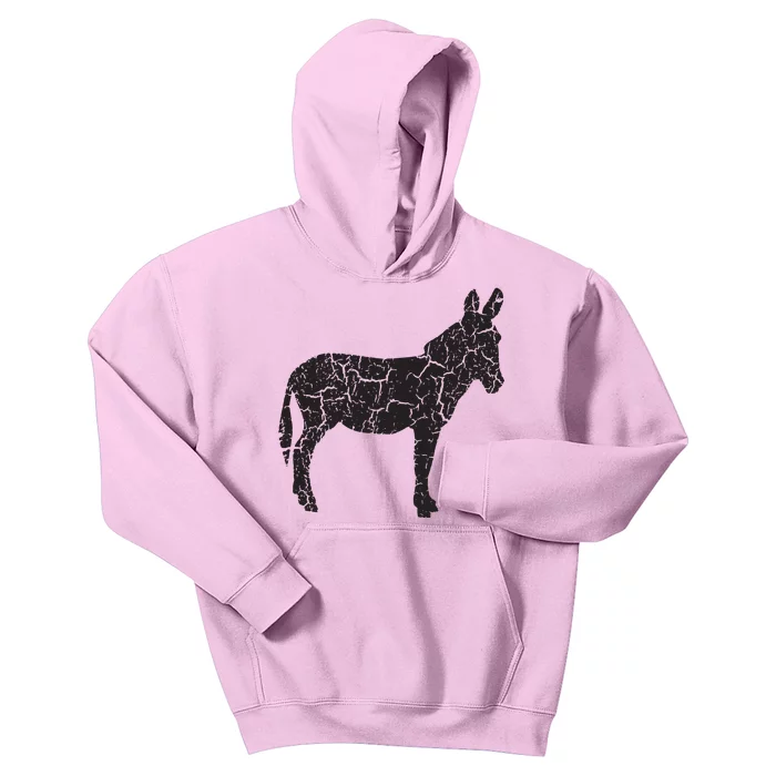 Donkey Distressed Print Vintage Donkey Kids Hoodie