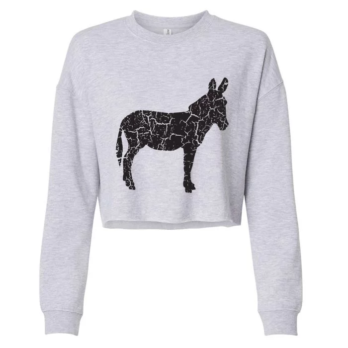 Donkey Distressed Print Vintage Donkey Cropped Pullover Crew