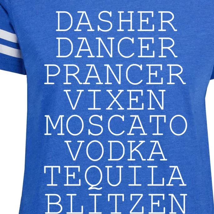 Dasher Dancer Prancer Vixen Moscato Vodka Tequila Blitzen Cool Gift Enza Ladies Jersey Football T-Shirt