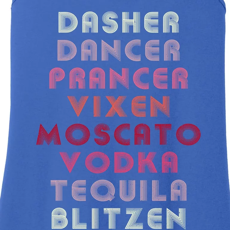 Dasher Dancer Prancer Vixen Moscato Vodka Tequila Blitzen Gift Ladies Essential Tank