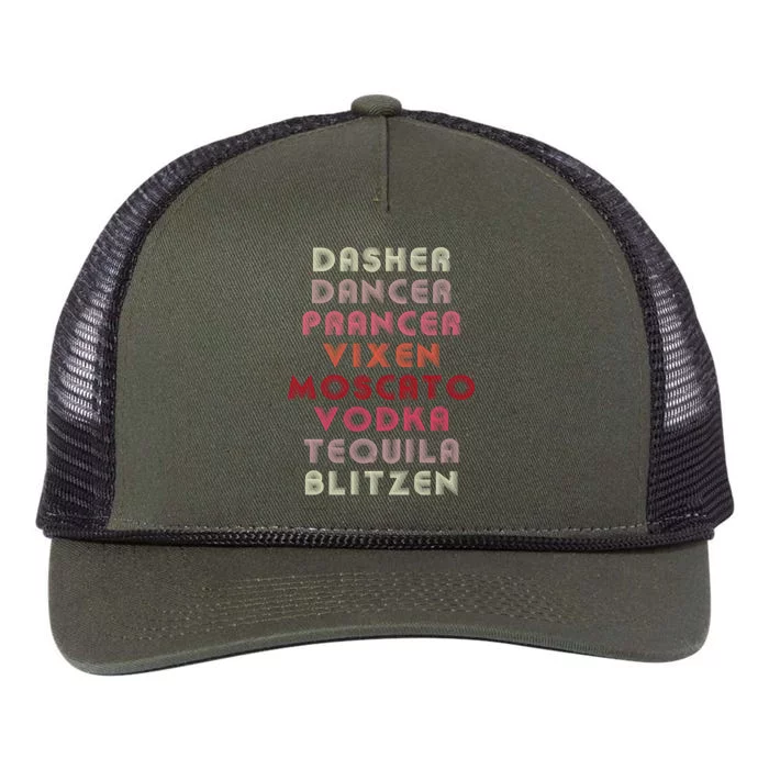 Dasher Dancer Prancer Vixen Moscato Vodka Tequila Blitzen Gift Retro Rope Trucker Hat Cap