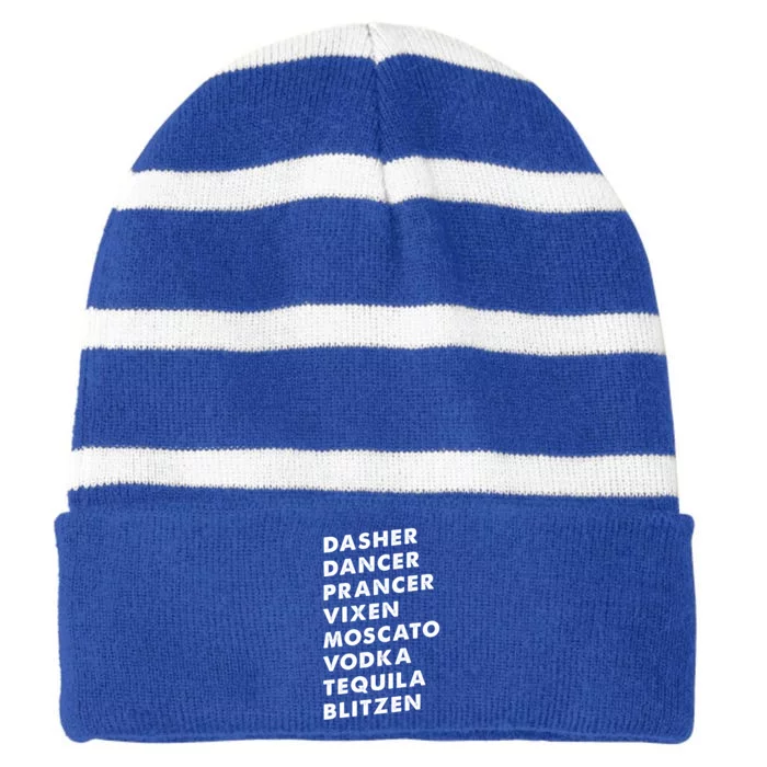 Dasher Dancer Prancer Vixen Moscato Vodka Tequila Gift Striped Beanie with Solid Band