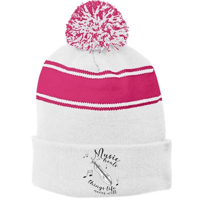 Dulcimerist Dulcimer Player Mountai Nappalachian Dulcimer Stripe Pom Pom Beanie