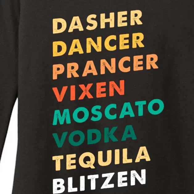 Dasher Dancer Prancer Vixen Moscato Vodka Tequila Gift Womens CVC Long Sleeve Shirt