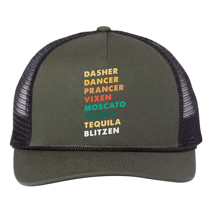 Dasher Dancer Prancer Vixen Moscato Vodka Tequila Gift Retro Rope Trucker Hat Cap