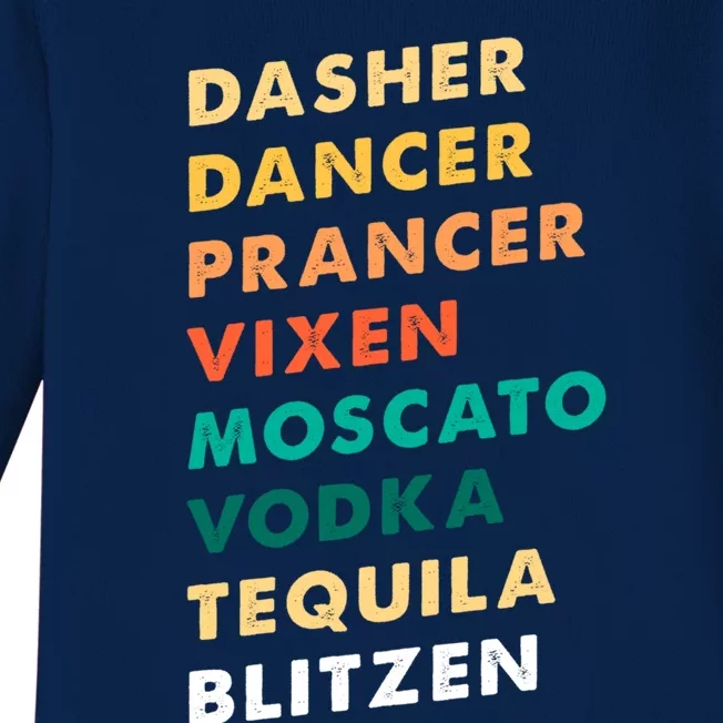 Dasher Dancer Prancer Vixen Moscato Vodka Tequila Gift Baby Long Sleeve Bodysuit