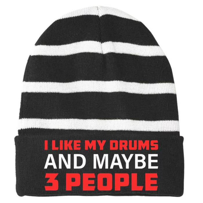 Drummer Drum Player Snare Bass Trap Set Kit Lover HiHat Striped Beanie with Solid Band