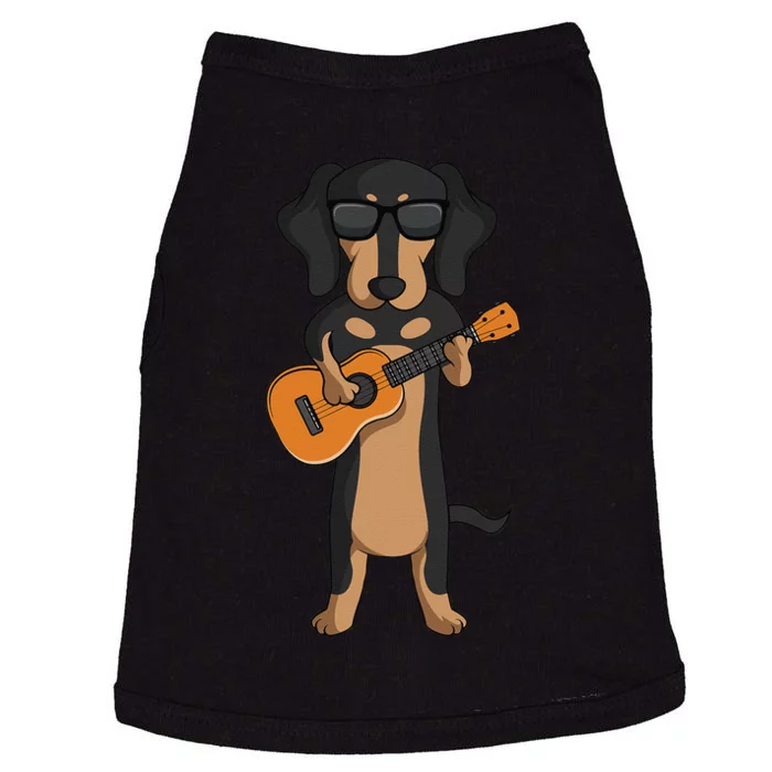 Dachshund Dog Playing Ukulele funny Guitar Doggie Tank