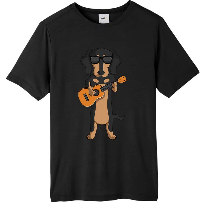 Dachshund Dog Playing Ukulele funny Guitar ChromaSoft Performance T-Shirt