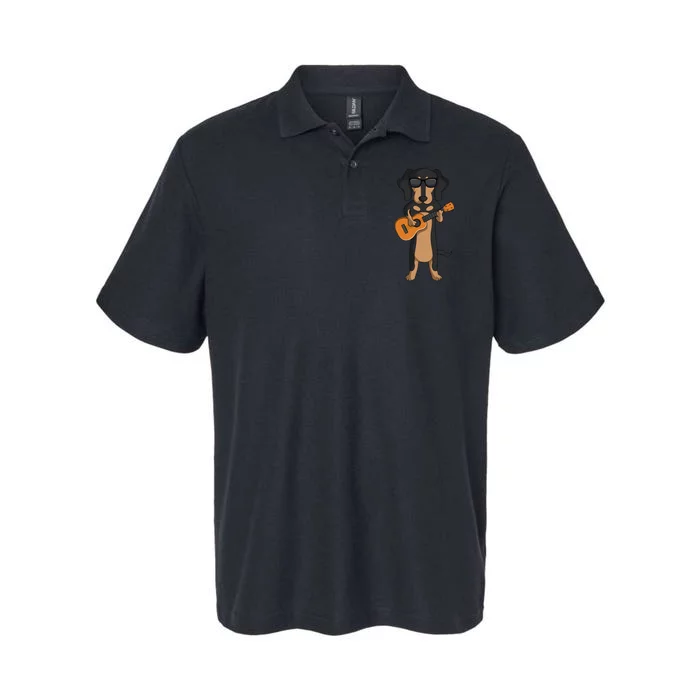 Dachshund Dog Playing Ukulele funny Guitar Softstyle Adult Sport Polo