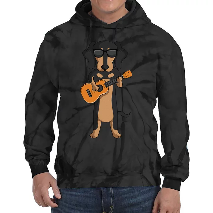 Dachshund Dog Playing Ukulele funny Guitar Tie Dye Hoodie