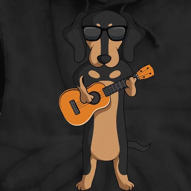 Dachshund Dog Playing Ukulele funny Guitar Tie Dye Hoodie