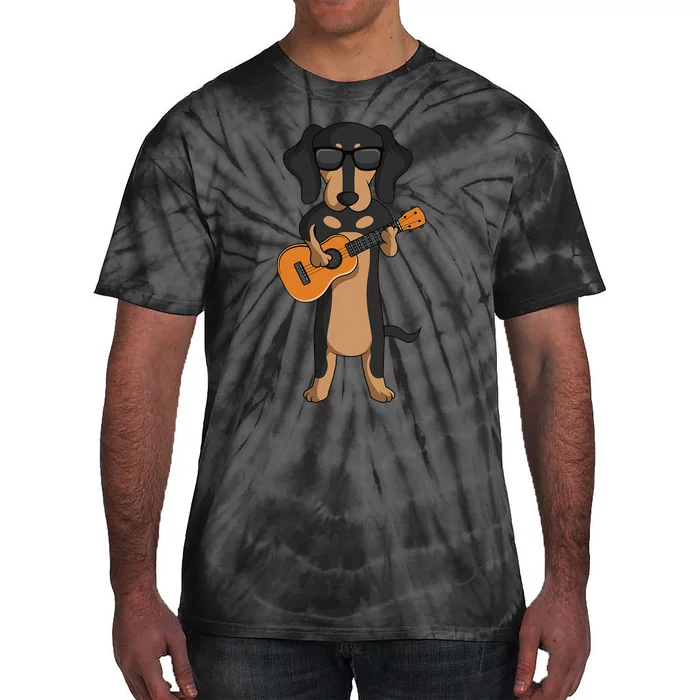 Dachshund Dog Playing Ukulele funny Guitar Tie-Dye T-Shirt