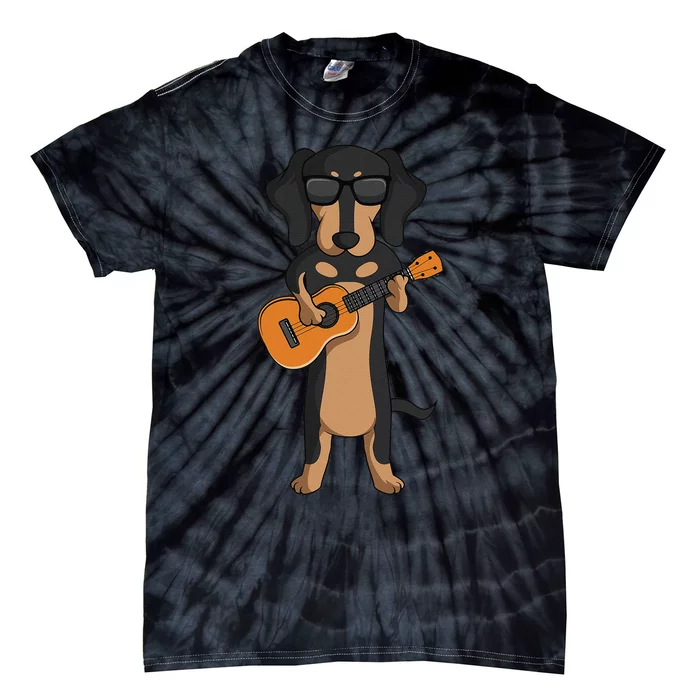 Dachshund Dog Playing Ukulele funny Guitar Tie-Dye T-Shirt