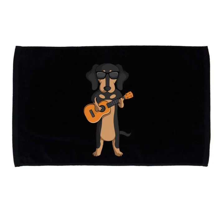 Dachshund Dog Playing Ukulele funny Guitar Microfiber Hand Towel